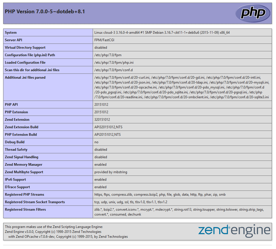 phpinfo()